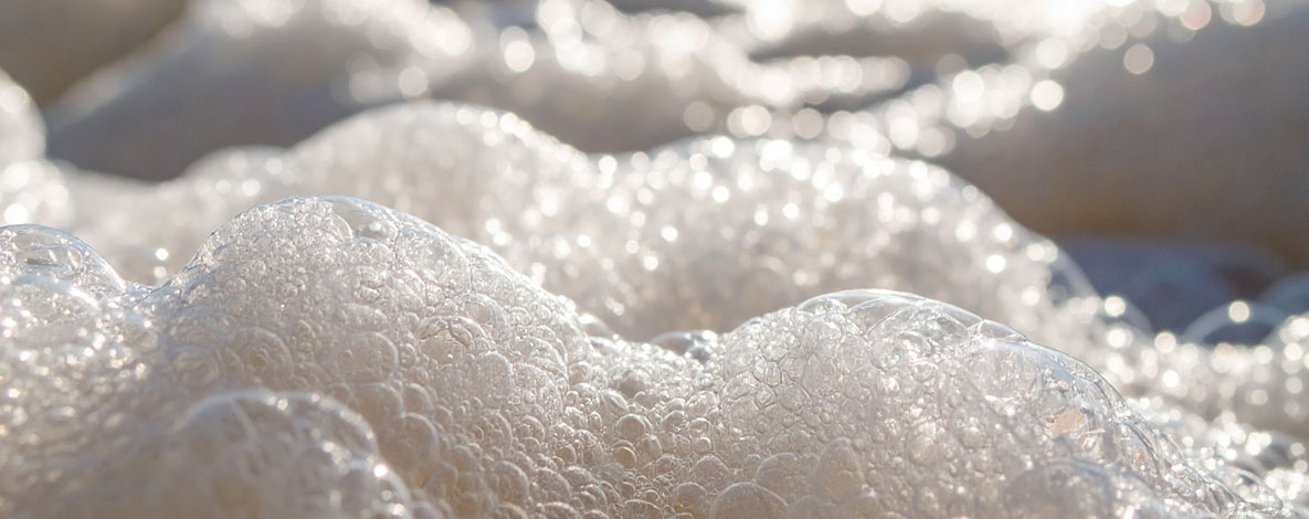 Close-up of foam, representing defoamer chemistry