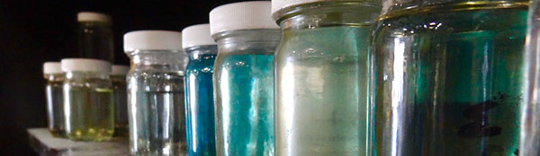Glass sample jars of various custom Paradigm Labs formulations